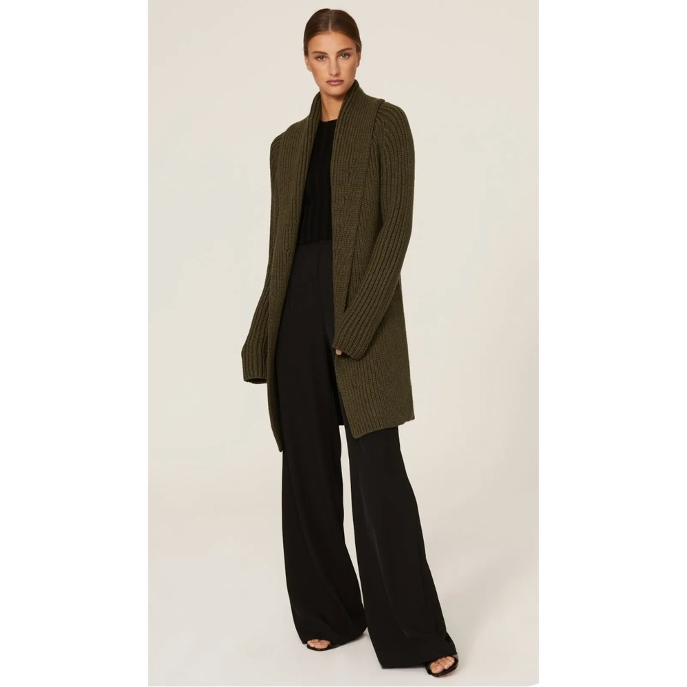KF/KaufmanFranco x RTR Olive Knit Sweater Coat Size Small Green Chunky Cardigan